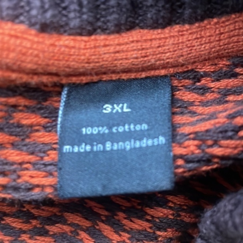 Sean John sweater Men's size 3 XL orange and brown 3/4 zip athleisure - Picture 7 of 10